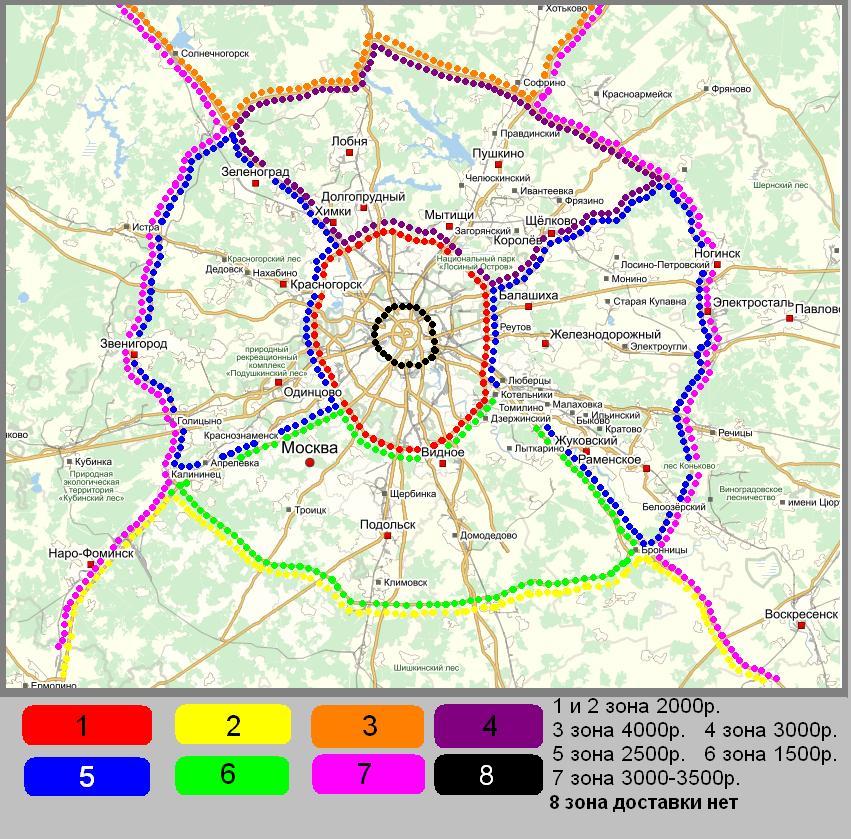 Карта зоны доставки